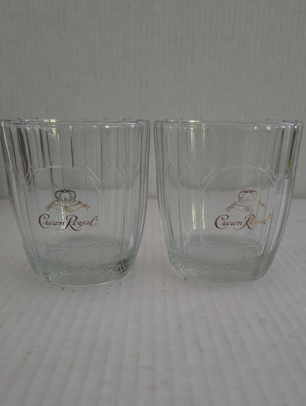 Pair of Crown Royal Ribbed Whiskey Glasses